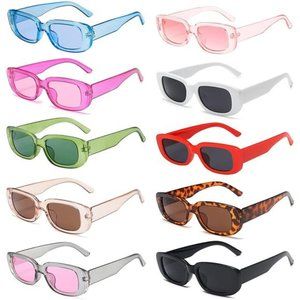 10 pc Small Retro Rectangle Sunglasses Pack Unisex
